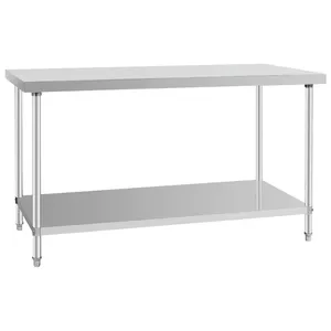 Factory Supplies Inox Working Table with Bottom Shelf / Worktable with Under Shelf / Straight Edge Two Tiers Vegetable Worktable