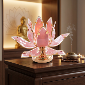 Lampes d'autel de style lotus de haute qualité pour la maison et les temples – adaptées aux contextes religieux en Asie et en Asie du Sud-Est - Product Image 1