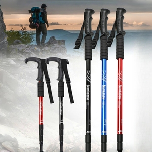 Bastone <span class=keywords><strong>da</strong></span> <span class=keywords><strong>Trekking</strong></span> Telescopico in Lega di Alluminio a 4 Sezioni, 65-135cm, con Impugnatura in Gomma e Punta Antiscivolo per Escursionismo e Camminata - Product Image 2