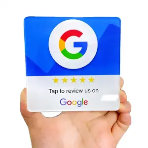 Aangepaste Waterdichte Nfc Sticker Rfid Tafel Menukaart Variabele Qr Code Epoxy Google Reviews 13.56Mhz Nfc Google Review Kaart