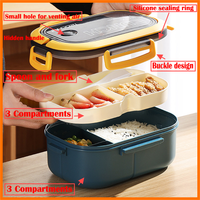 Lonchera Bento de 1200 ml con Asa, Apta para Microondas y Lavavajillas, con Bolsa, Tazón para Sopa, Impresión Opcional, MOQ Bajo, Logotipo Personalizado, Regalo