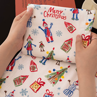 Napperon de Noël vintage en tissu imprimé crayon, antidérapant, pour décoration de table, lavable, vente en gros
