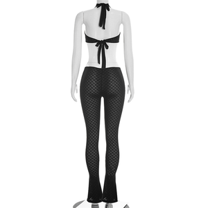 Mono sexy de encaje con aberturas y patchwork, estilo bodycon, <span class=keywords><strong>para</strong></span> <span class=keywords><strong>mujer</strong></span>, con cuello halter, transparente, sin espalda, estilo streetwear. - Product Image 5