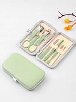 Kit de manucure et pédicure en acier inoxydable pour usage domestique, avec lime à ongles, cure-oreille, ciseaux à sourcils et repousse-cuticules