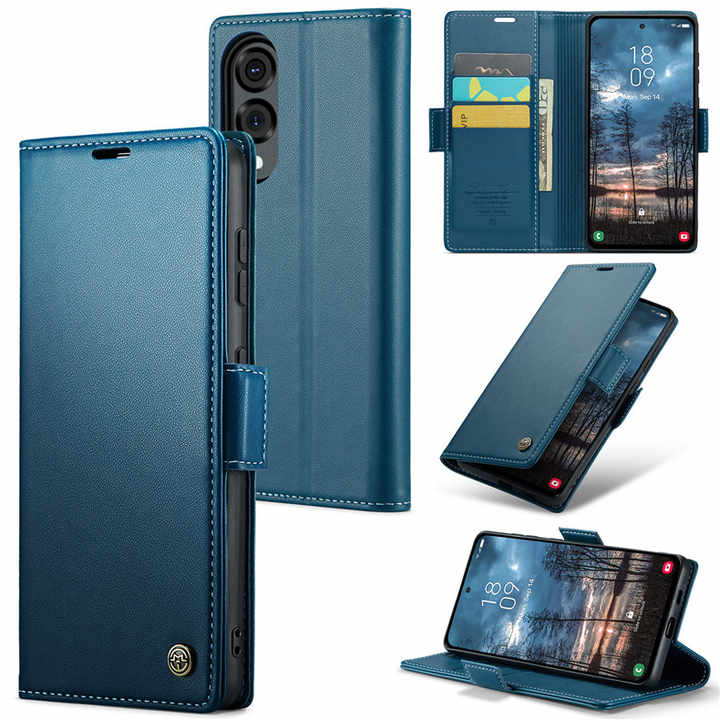 Caseme 023 PU Leather Flip Wallet Card Holder Stand Holder Mobile Phone Cover Case For Samsung Galaxy S25 Edge
