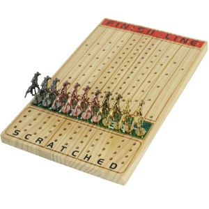 Jeu de course de chevaux en bois pliable, en bois naturel, portable, pour 2 joueurs, avec dés, cartes, jetons et pions - Product Image 5