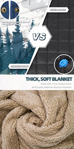 Outdoor Camping Blanket Sherpa Lining Warm Thick Camp Blankets Puffy Ultralight Soft Poncho DWR Camping Quilt for Cold Weather - Product Image 4