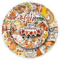 50 pegatinas de PVC impermeables con dibujos animados de grafiti para la temporada de otoño, decoración DIY en inglés para vasos, cuadernos y fundas de teléfono.