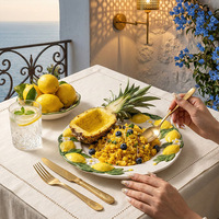 Assiette à citron en céramique haut de gamme de style européen, personnalisée, écologique, avec décoration sous-glaçure en relief, idéale pour la vaisselle domestique