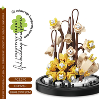 Ensemble de blocs de construction de fleurs DIY de 240 pièces avec housse anti-poussière, modèle floral créatif, jouet en plastique ABS pour la décoration de la maison, pour les enfants de 8 à 13 ans
