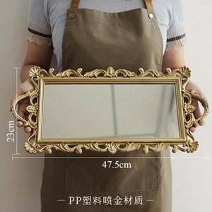 Gương Khay Bảng Nước Hoa Vanity Trang Trí Nội Thất Vòng Đồ Trang Sức Sang Trọng Kính Vàng Acrylic Phục Vụ Trang Trí Retro Antique Gương Khay - Product Image 1