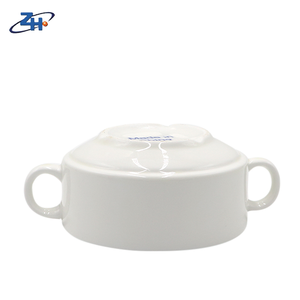Ciotola per Zuppa in Ceramica con Doppio Manico, Stile Americano, Rotonda, Bianca, Personalizzabile, Set da 2-3 Pezzi - Product Image 4