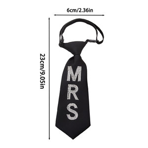 Cravate unisexe avec lettres en strass MRS MR, cravate courte réglable de style preppy pour adultes - Product Image 5