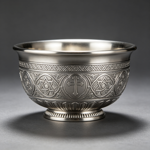 Custom Made Silver Plated Stainless Steel Offering Bowl with Deep Relief Craftsmanship CNC Machined and for Machined - Product Image 1