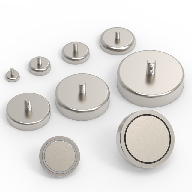 Super Strong N35 Grade Neodymium Pot Magnet with NiCuNi Coating and External Screw Thread for Industrial Use