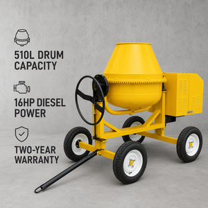 Bétonnière mobile inclinable portable CM500 4C 500L à moteur diesel refroidi par air 10HP, capacité de production 6m³/h 8m³/h pour chantiers de construction - Product Image 1