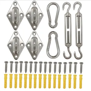 Outdoor aço inoxidável ajustável Square 4 Corner Kits Triângulo Sun Shade Sail Hardware Kit Aço Inoxidável