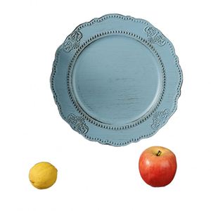 Assiettes de Présentation en Plastique Style Rétro Écologiques Peintes à la Main Design Américain pour Mariage Décoration Bleue Élégante Vente en Gros Direct Usine - Product Image 1