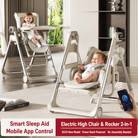 Chaise berçante électrique 2-en-1 pour bébé, pliable, structure en aluminium, roulettes pivotantes, double plateau, coussin moelleux, sans assemblage