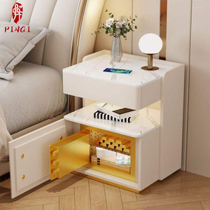 Mesita de Noche Inteligente Moderna con Cargador Inalámbrico, Luz LED, Altavoz Bluetooth, Puerto USB, 3 Cajones, Mesa Auxiliar de Madera para Dormitorio - Product Image 3
