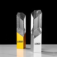 Trophée en cristal de logo de nom de marque personnalisé de fournisseur avec base en métal