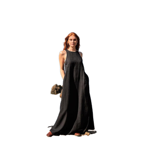 Vestido Largo Maxi de Algodón Puro 5131, Vestido Casual de Verano para Mujer, para Uso Diario en la Playa - Product Image 1
