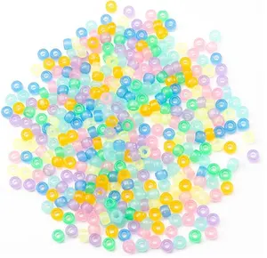 Perles de poney 6x9mm en vrac lueur dans le noir pour collier bracelet d'amitié faisant des perles de cheveux pour tresses perles Kandi