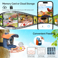 Mangeoire à oiseaux intelligente à reconnaissance IA avec caméra HD 4MP 2K, alimentation solaire, étanche, et notification en temps réel via application
