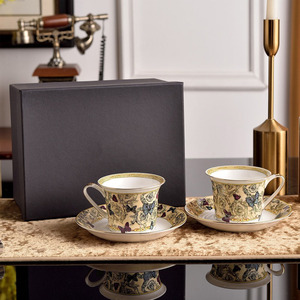 Best Sell 58Pieces Western Style Golden butterfly Bone China Tableware Set Luxury Plates - Product Image 2