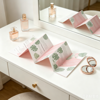 Distributeur de prospectus pliable en carton, format personnalisé, imprimé offset, pour menu de restaurant, promotion de magasin de beauté et de bijouterie