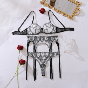 New Arrivals Three-Piece Lingerie Femme <b>Sexy</b> High Quality See-Through Embroidery <b>Bra</b> <b>Set</b> - Product Image 6
