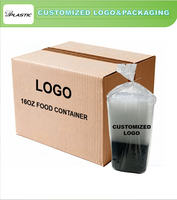 Conteneur alimentaire réutilisable en plastique PP de 16 oz, qualité alimentaire, micro-ondable, empilable, anti-fuite, pour nouilles, gâteaux, salades
