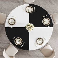 Table à manger ronde moderne en marbre noir et blanc bicolore, style minimaliste, pour salon, appartement, décoration d'intérieur, mobilier, espace propre et lumineux