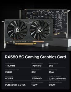 RX6600XT RX6600 RX580 256bit GDDR5 Graphics Card for Office & Gaming on Desktop or Laptop <b>Workstation</b> GPU with Fan Coolerxt - Product Image 4