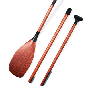 Pagaie télescopique à trois sections en fibre de carbone avec placage de bois, longueur réglable de 175 à 210 cm pour la planche à pagaie. - Product Image 1
