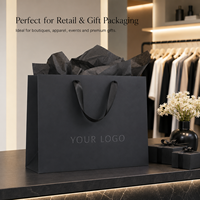 Sacs en papier personnalisés haut de gamme noirs pour le shopping, sacs d'emballage pour costumes, adaptés aux magasins de vêtements et aux cadeaux, sacs fourre-tout