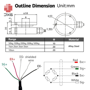 Cảm biến Nén Căng màng phẳng 50kg-10t, đầu dò tế bào tải lực tròn thu nhỏ - Product Image 6