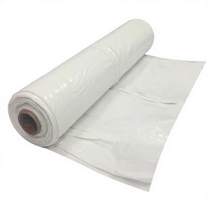 PE Construction Film, Waterproof Vapor Barrier, Concrete Curing &amp; Renovation Dustproof Builders <strong>Sheeting</strong> Black White Clear - Product Image 1