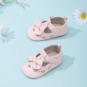 Zapatos de lazo al por mayor para bebé, Mary Jane de cuero PU con suela de algodón, zapatos de vestir para niña, zapatos de cuna - Product Image 2