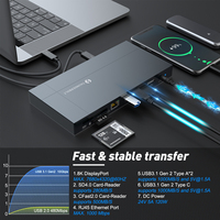 Rocketek 9 en 1 Hub USB C Cfast 2.0 SD4.0 Lecteur De Carte 8K USB Universel 3.1 Station d'accueil Thunderbolt 3 Quai