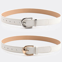 Ceinture pour femme JULUN, ceintures vintage pour femme, ceinture en PU, fabrication de ceintures en PU blanches avec boucle gravée rétro, accessoire de mode