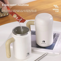 Tasse mélangeuse rechargeable pour bureau et maison, style dessin animé, pour couples, pour lait de soja, avec agitation magnétique, en acier inoxydable 304