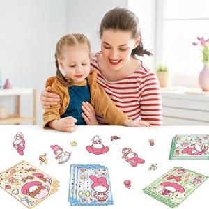 8 autocollants de puzzle mignons en PVC/vinyle, style mélodie, interactifs parent-enfant, éducatifs, adhésifs, imperméables, pour faire des visages - Product Image 2