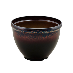 Maceta de jardín de cerámica esmaltada redonda azul agua alta - Product Image 5