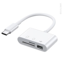 Adaptateur OTG multifonctionnel 3 en 1 avec connecteur USB C, lecteur de carte TF/SD pour téléphone portable Xiaomi Oneplus iPhone OPPO