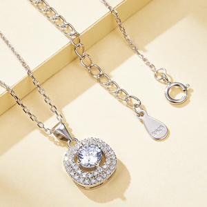 Collier pendentif pour femme Sun Star en argent sterling 925, tendance, pierre en zircon taille brillant, plaqué rhodium, cadeau de mariage, vente en gros - Product Image 3