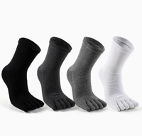 Chaussettes mi-mollet cinq doigts pour hommes, respirantes, absorbant la transpiration, en coton, pour la course, avec orteils séparés, soutien tricoté pour l'été