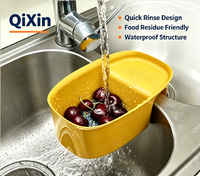 Panier égouttoir multifonctionnel en plastique pour évier avec trous de drainage pour le rinçage des légumes et des fruits, rangement de cuisine