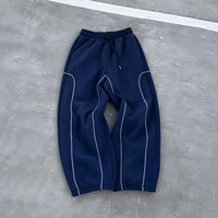 Ensemble de survêtement d'hiver tricoté surdimensionné imprimé vintage personnalisé OEM, avec sweat à capuche et pantalon de survêtement, fermeture éclair noire, 100% coton épais