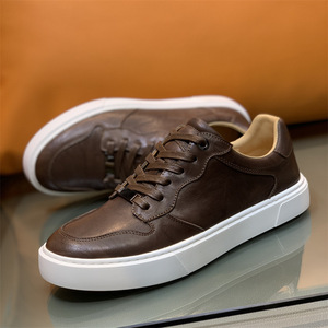 Sneakers Trendy in Vera Pelle di Vacchetta di Lusso per Uomo, <span class=keywords><strong>Scarpe</strong></span> Casual Grigie in Un Pezzo, Vendita all'Ingrosso e Dropshipping - Product Image 4